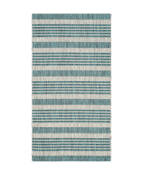 Safavieh Contemporary Indoor/Outdoor Woven Rectangle Area Rug, Courtyard Collection, CY8062, in Grey / Blue, 79 X 152 cm for Garden, Patio or Any Outdoor Space