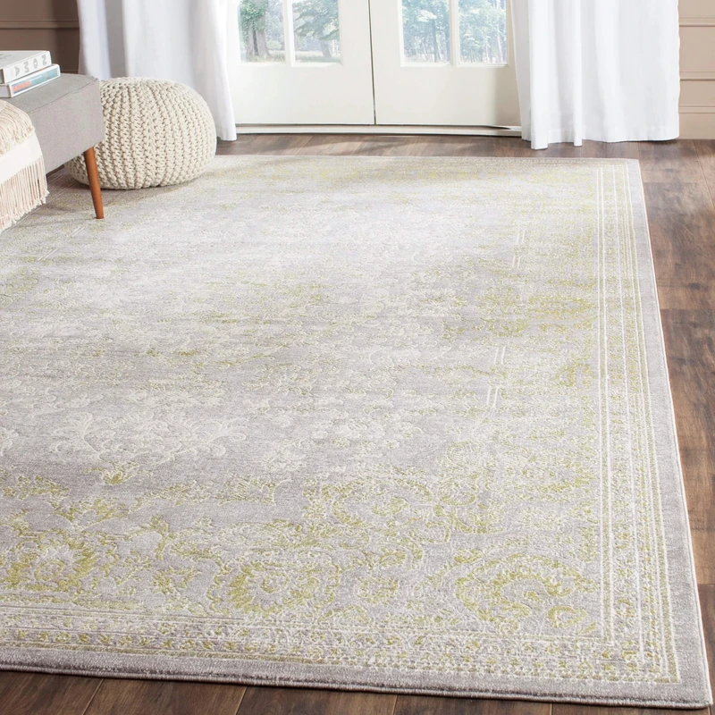 Safavieh Glam Indoor Woven Rectangle Area Rug, Passion Collection, PAS402, in Grey / Green, 122 X 170 cm for Living Room, Bedroom or Any Indoor Space