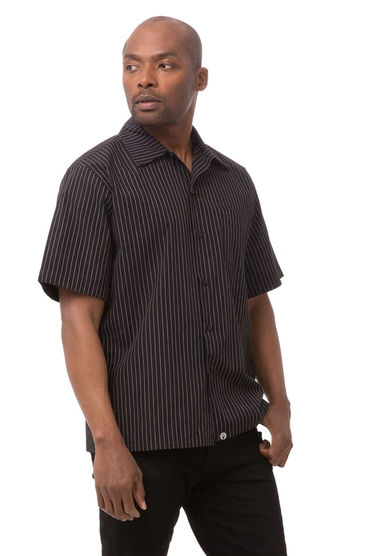 Chef Works Men's Cook Shirt, Charcoal Dash, XL - Image 1