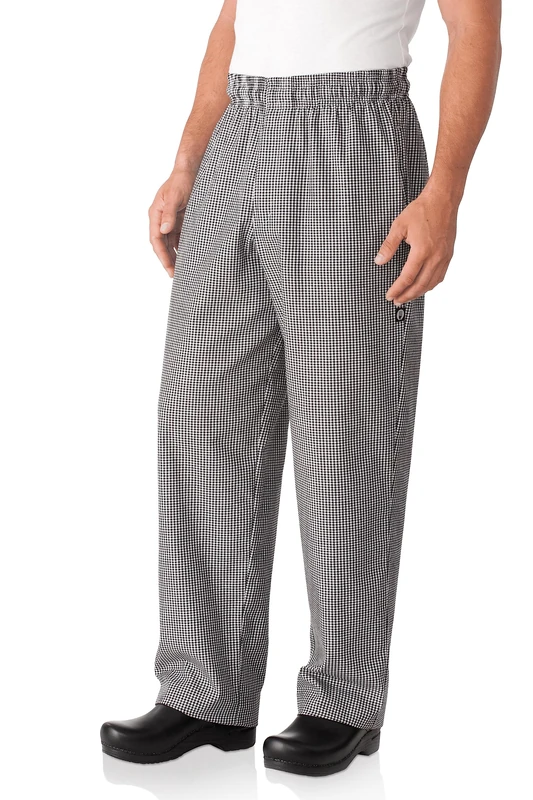 Chef Works Men's Essential Baggy Zip-Fly Chef Pants, Small Check, Large