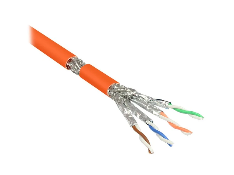 Good Connections Cat.7 Installation Cable Simplex Pure Copper (OFC) 10 Gigabit Compatible 10/100/1000/10000-Base-T Ethernet Networks S/FTP PiMF AWG23 FRNC-B Network Installation Cable Orange 50 m - Image 1