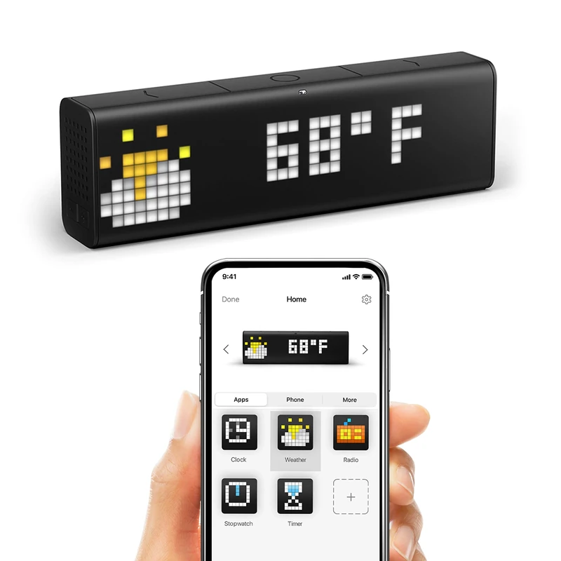 LaMetric Time Wi-Fi Clock for Smart Home, LM 37X8, Black - Image 1