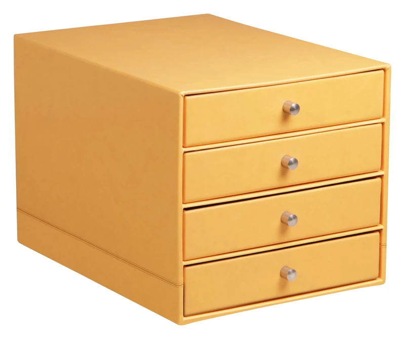 RHODIA 118860C - Orange 4-Drawer File Organizer - 24.8 x 32.7 x 22.8 cm - Orange Saddle Stitching - Faux Leather Exterior - Rhodiarama Home Office Collection - Office Organization & Designer Storage