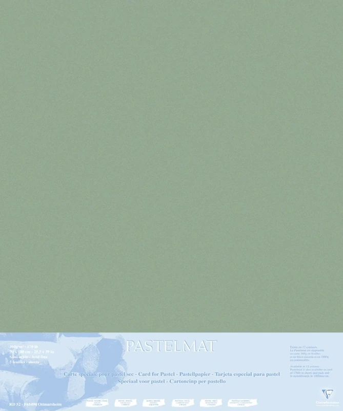 Clairefontaine - Ref 396019C - Pastelmat Mounted Board (5 Sheets) - 1800 Microns - 70 x 100cm - Dark Grey Colour - Specially Formulated For Use With Pastels
