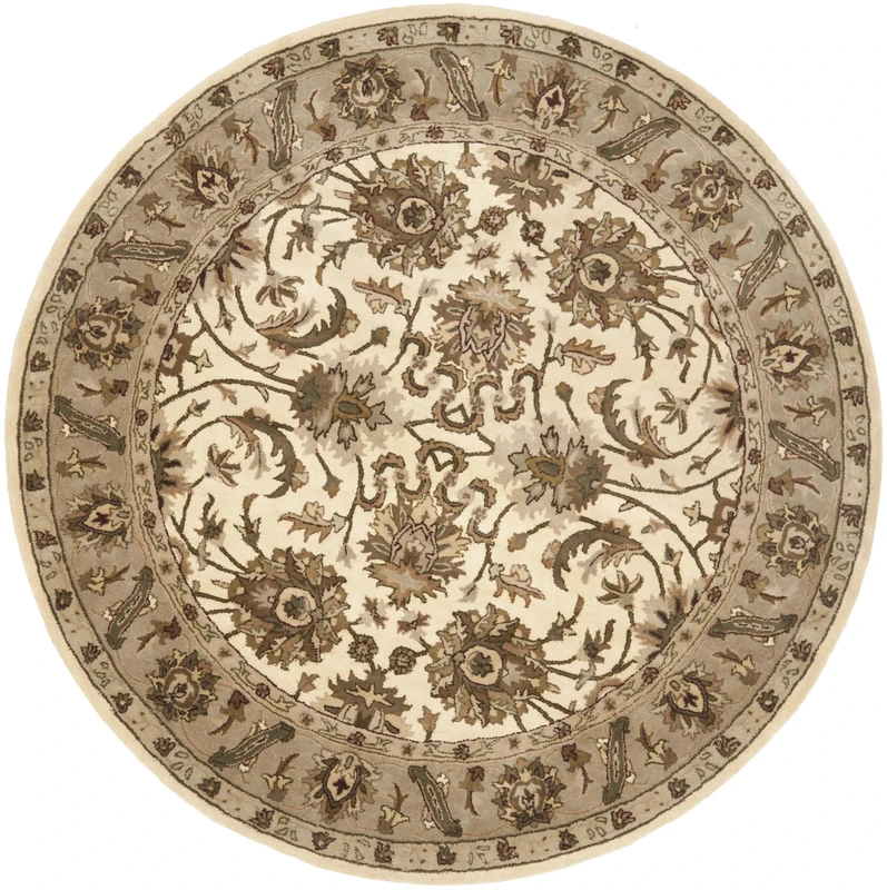 Safavieh Traditional Rug for Living Room, Dining Room, Bedroom - Royalty Collection, Short Pile, in Ivory and Dark Beige, 152 X 152 cm - Image 1