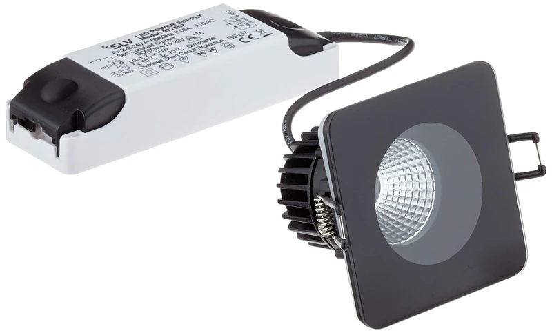 SLV Recessed Ceiling Light PATTA-F/Lighting for Walls, Paths, entrances, LED Spotlight Outdoor, Ceiling Spotlight / IP20/IP65 3000K 11W 745lm Black dimmable 38 Degrees