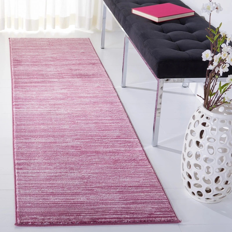 SAFAVIEH Glam Solid Color Rug for Living Room, Dining Room, Bedroom - Vision Collection, Short Pile, in Grape, 66 X 244 cm