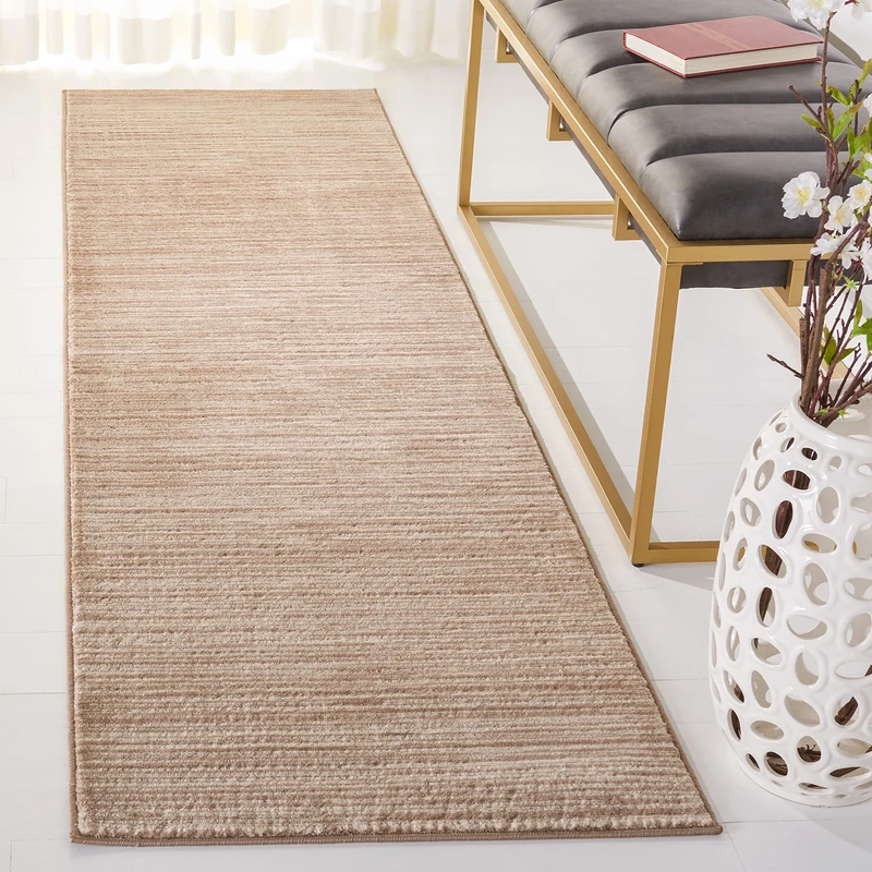 Safavieh Glam Solid Color Indoor Woven Runner Area Rug, Vision Collection, VSN606, in Light Brown, 66 X 244 cm for Living Room, Bedroom or Any Indoor Space