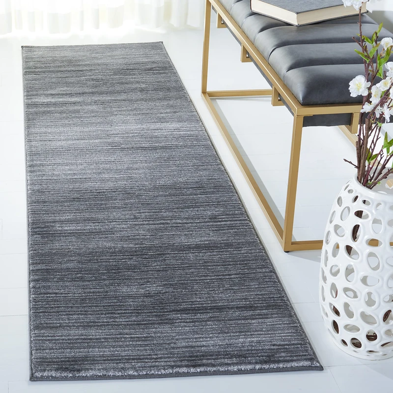 Safavieh Glam Solid Color Indoor Woven Runner Area Rug, Vision Collection, VSN606, in Grey, 66 X 244 cm for Living Room, Bedroom or Any Indoor Space