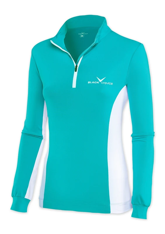 Black Crevice Women's Turtle Neck Ski Shirt, Womens, Skirolli, Hellblau/Weiß