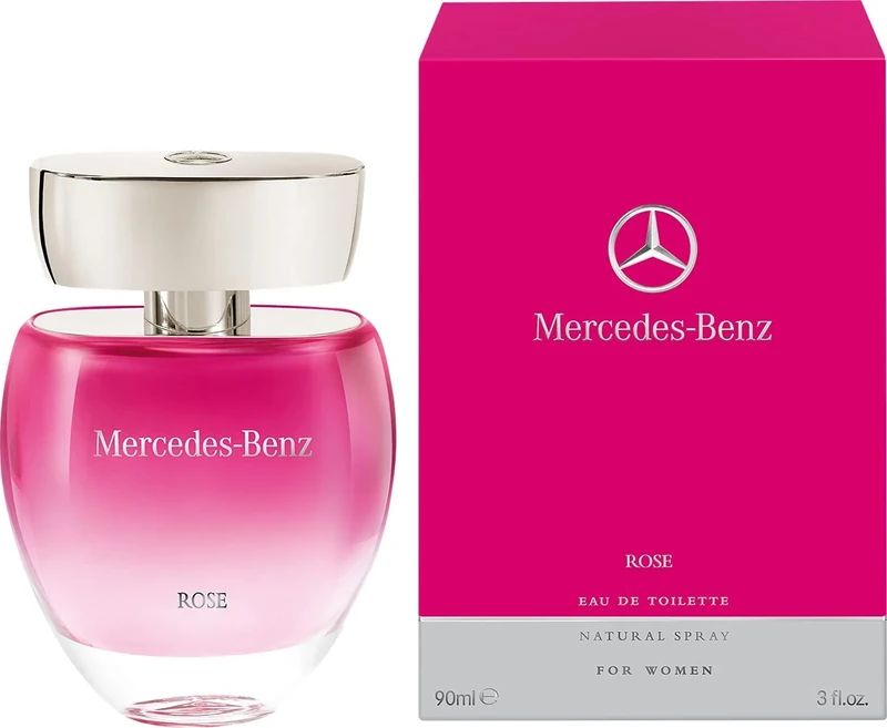 Mercedes-Benz Rose - Fresh Floral Women Perfume with Magnolia, Musk and Cedar Notes - Long Lasting Perfume for Women in Pink Glass - 90 ml EDT Spray