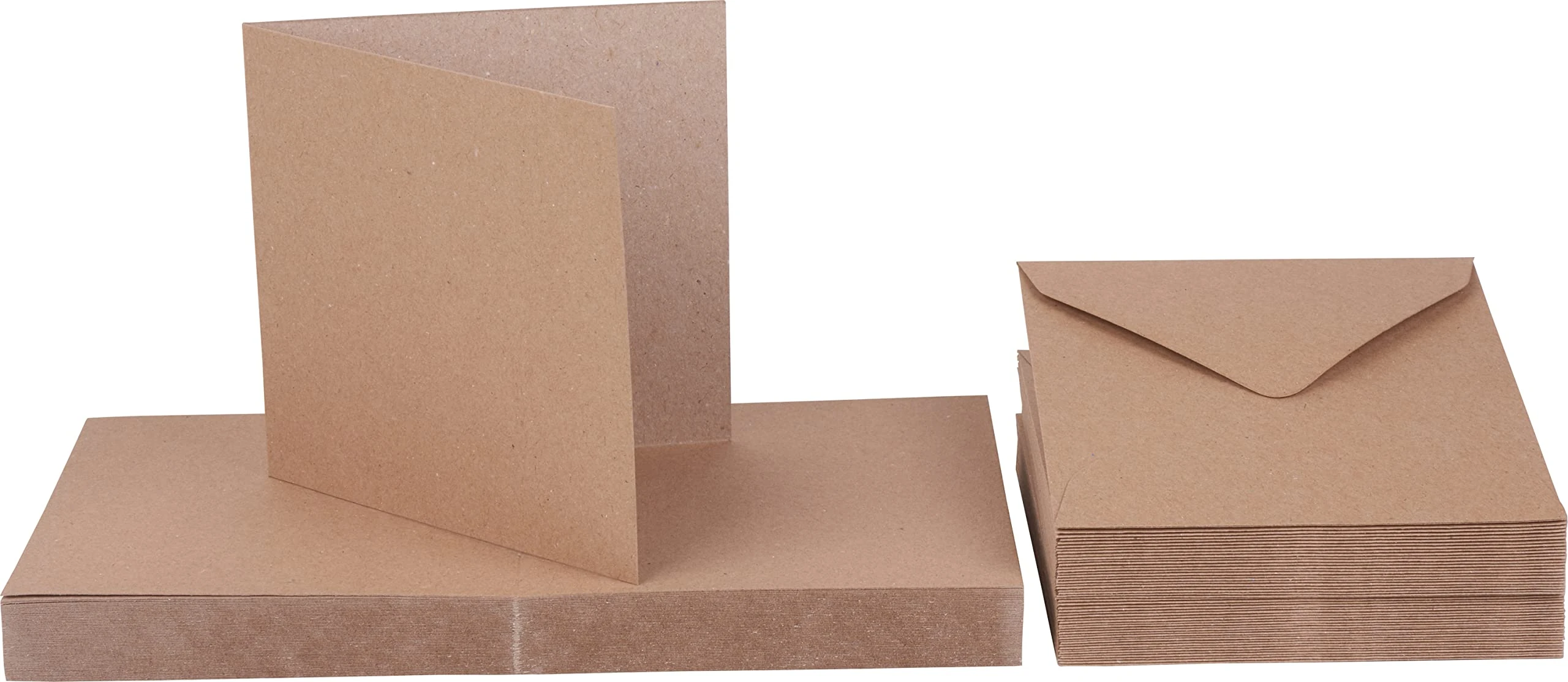 Craft UK 2050 5 x 5 inch Kraft Card and Envelope pack of 50 - Brown