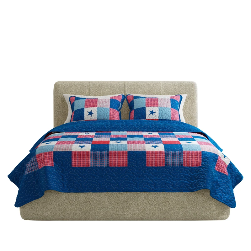 Lavish Home Caroline 3 Piece Quilt Set-F/Q, Multicolor - Image 1