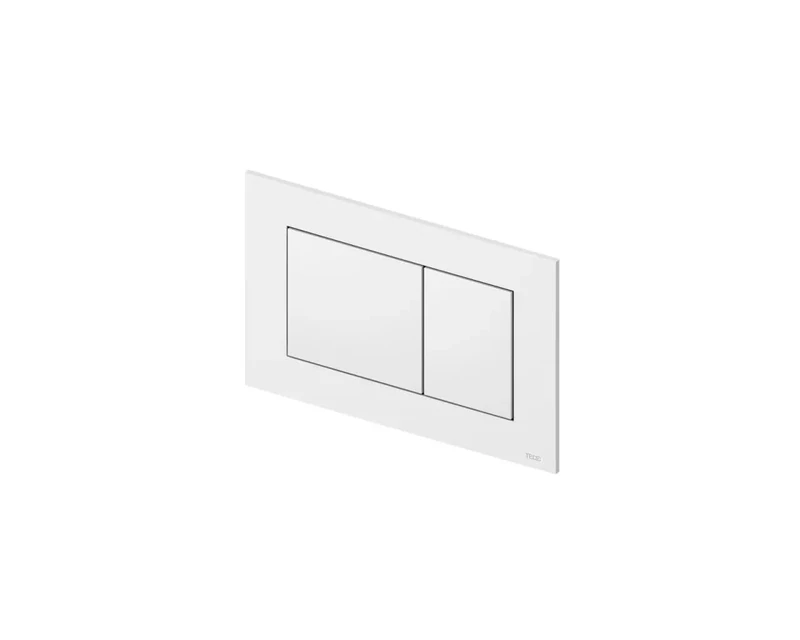 TECE Now 9240400 Toilet Actuator Plate White Dual Flow Control Top and Front