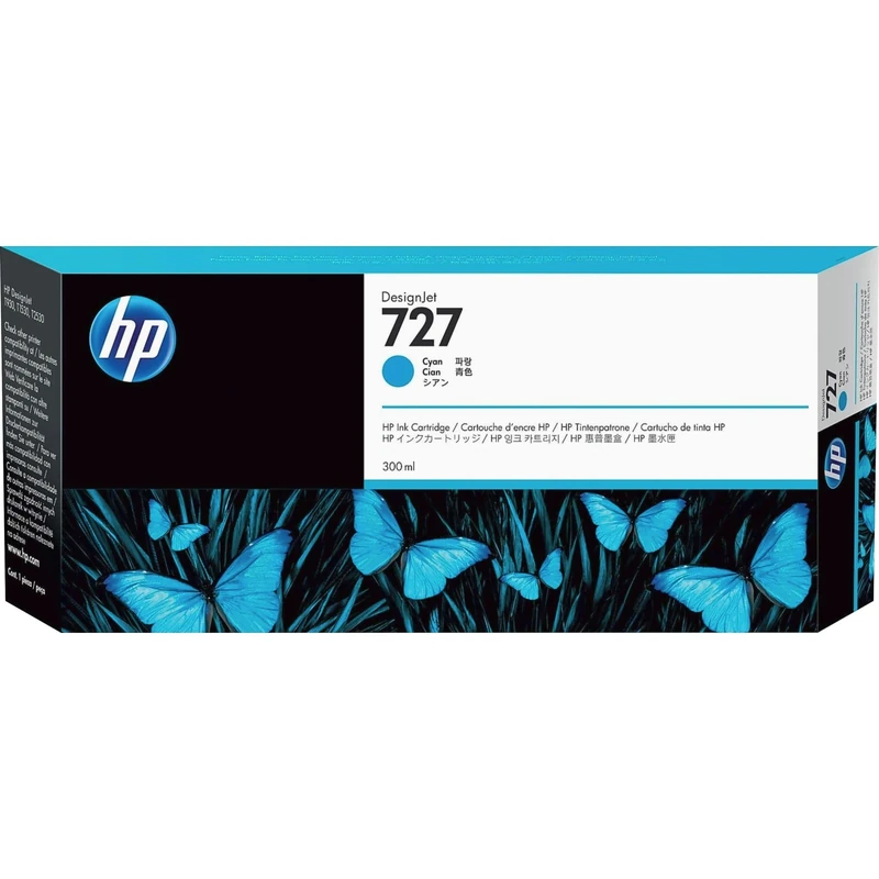HP 727 F9J76A Cyan 300-ml Genuine DesignJet Ink Cartridge, high capacity, original Ink DesignJet T2500, T1500 & T900 Series Large Format Plotter Printers 727 DesignJet Printhead
