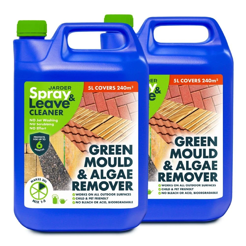 Jarder 2 x 5 Litre Concentrate Spray & Leave Cleaner - Patio Fencing Decking - Green Mould & Algae Killer