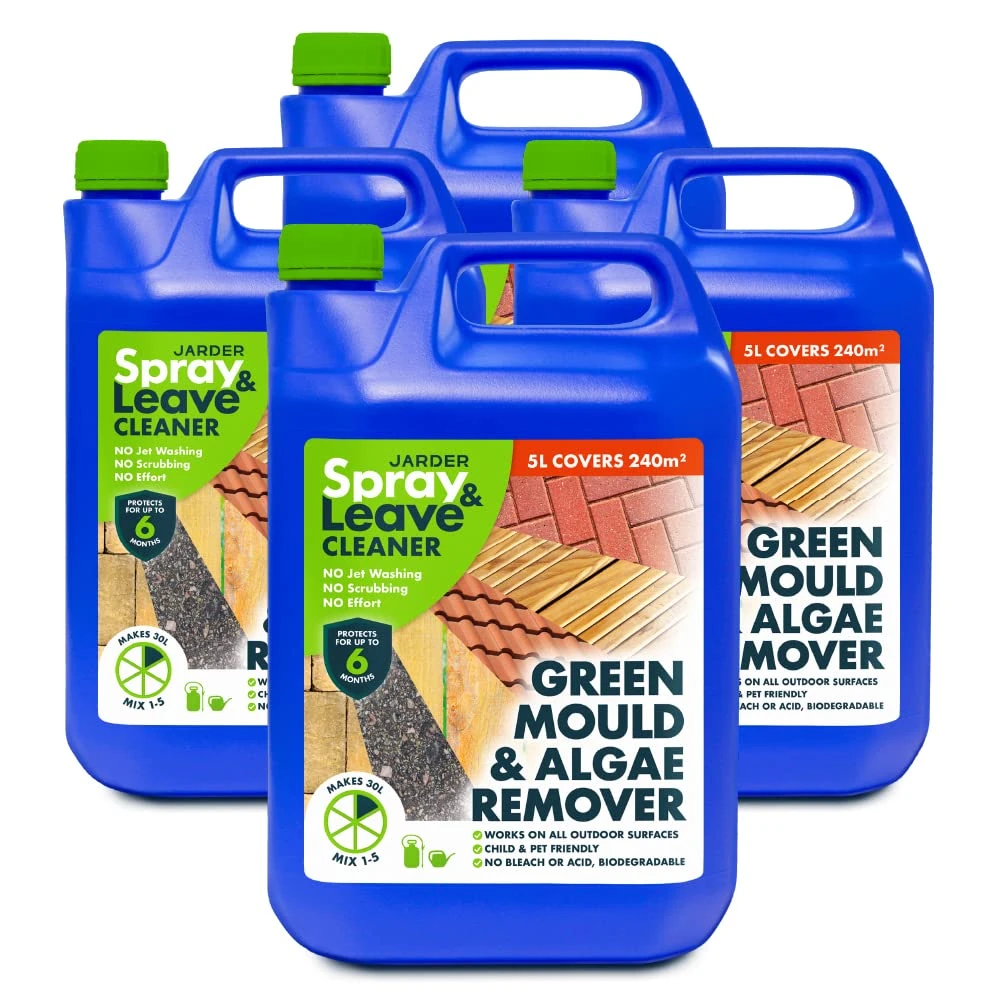 Jarder Spray & Leave 4 x 5 Litre Concentrate Cleaner - Patio Fencing Decking - Green Mould & Algae Killer (20L)