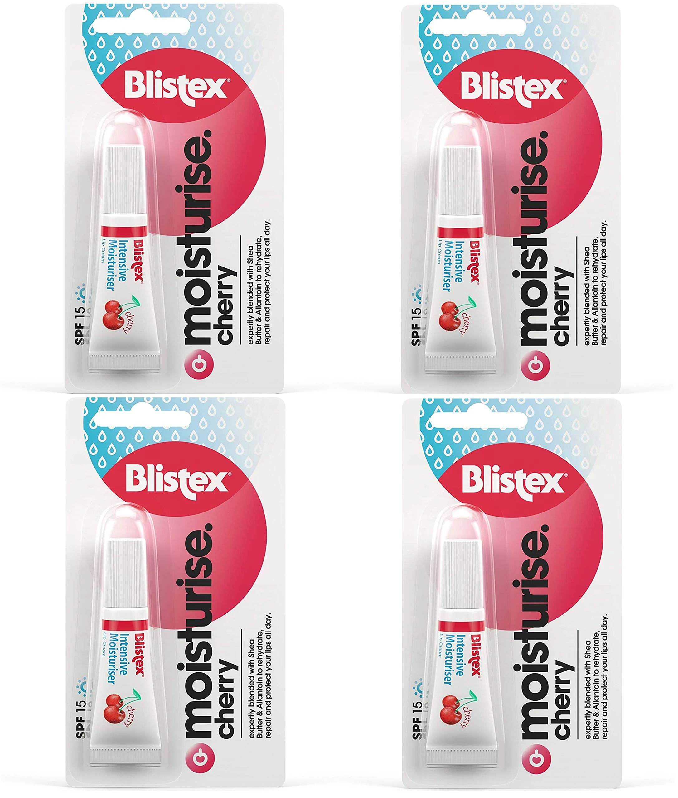 Blistex Intensive Moisturiser Cherry Lip Balm SPF 15 Hydrating & Nourishing Lip Moisturiser 6 ml (Pack of 4)