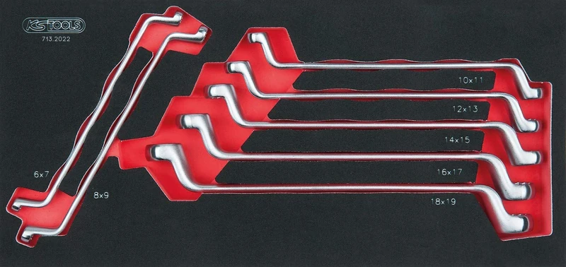 KS Tools 713.2022 Module Double-Ended Ring Spanner Set Offset 75 °