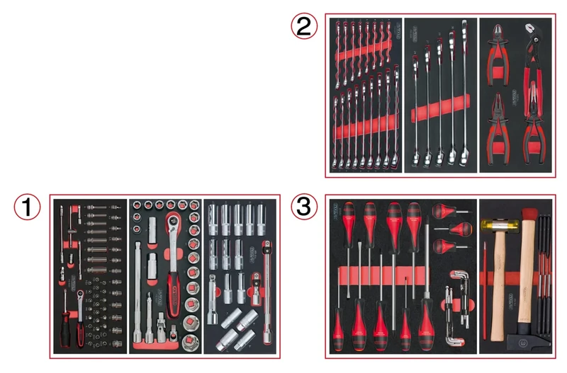 KS Tools 714.0158 Material-158 Tools 3 Drawers for Workshop Trolley