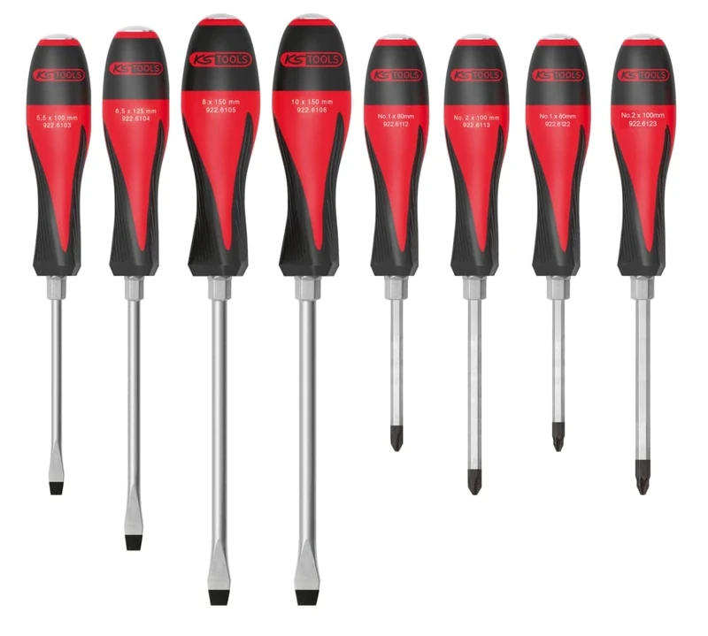 KS Tools 922.6130 - Box of 8 ULTIMATEmax Screwdrivers, Through Blade