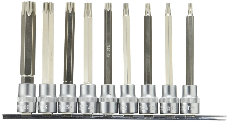 KS Tools 922.3826 9 Rail Sockets T20 – T60 Torx Screwdriver Drill 3/8 "