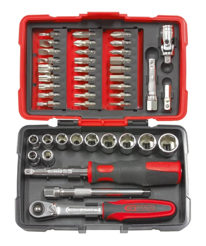 KS Tools 922.0644 Ultimate 44-Piece Set of Sockets/Accessories 1/4 Inch Drive