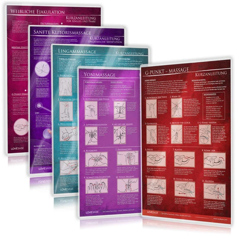 [5er Set - 2020] G-Punkt-Massage, Yoni-Massage, Lingam-Massage, Sanfte Klitorismassage, Weibliche Ejakulation: Ideal für die erotische Massage [5 Karten DIN A4 - 2seitig, laminiert] - Image 1