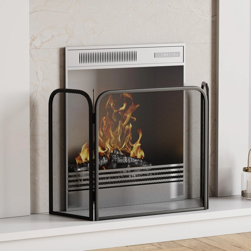 Fire Vida Roxby Fire Screen Spark Guard Square, Black