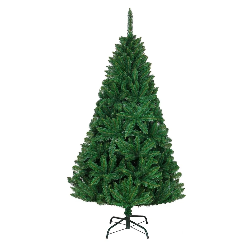 6ft/1.8m Green Bushy Imperial Pine Artificial Deluxe Christmas Tree Hinged Branches 730 Pencil Point Tips with Metal Stand Xmas Home Decorations