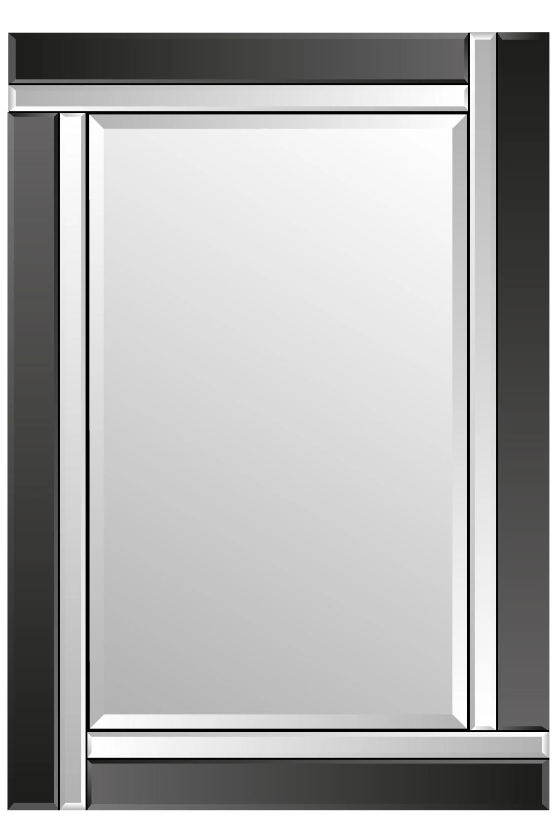 Chic Concept Large Modern Art Deco Rectangular Bevelled Glass Wall Mirrors, Black, 120 x 80 cm