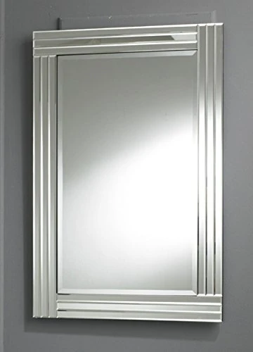 Chic Concept Modern Rectangular Triple Beveled Glass Wall Mirror Clear Border 100x70, Black