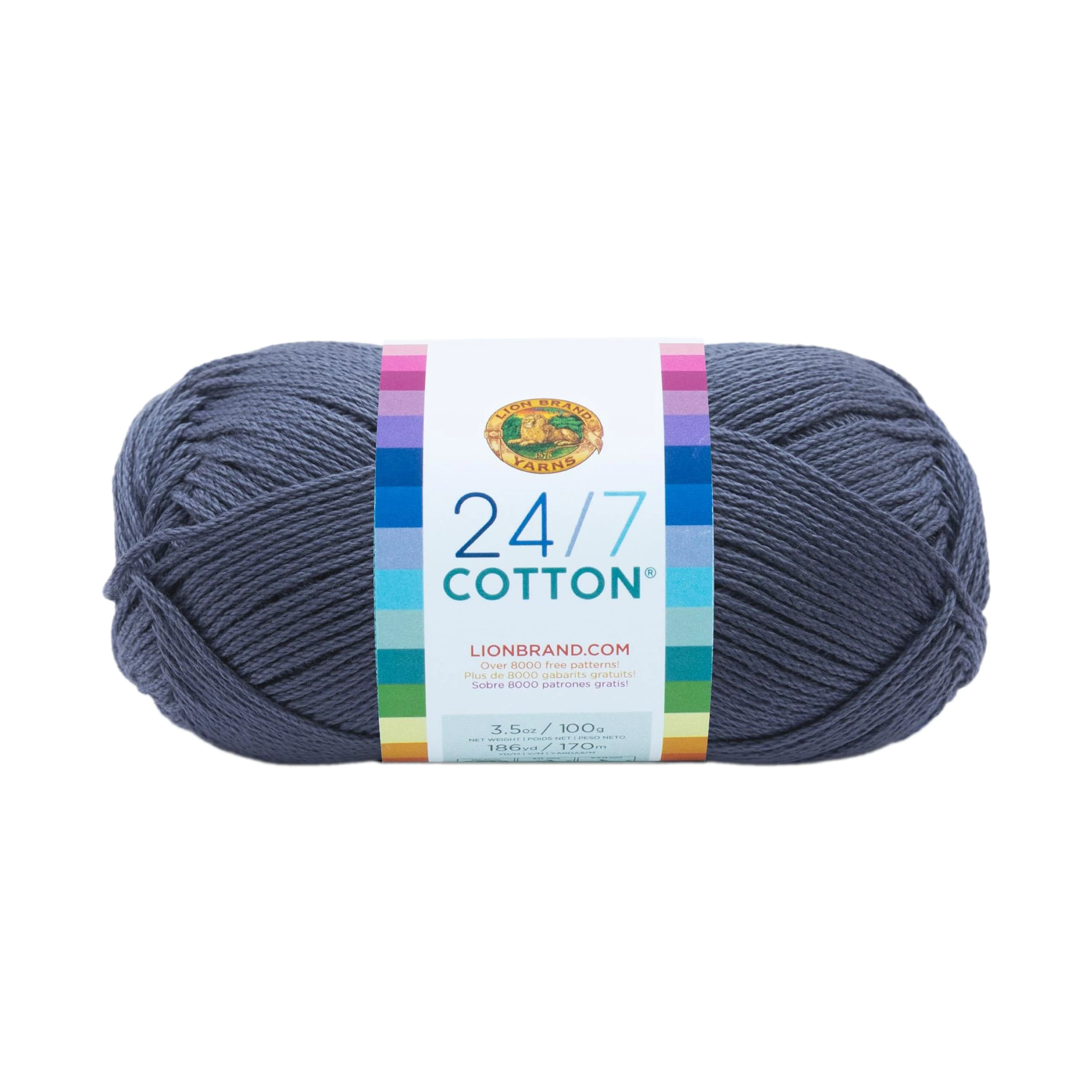 Lion Brand Yarn Company Cotton Yarn, 100 Percent Cotton, Denim,15.24x6.35x6.35 cm