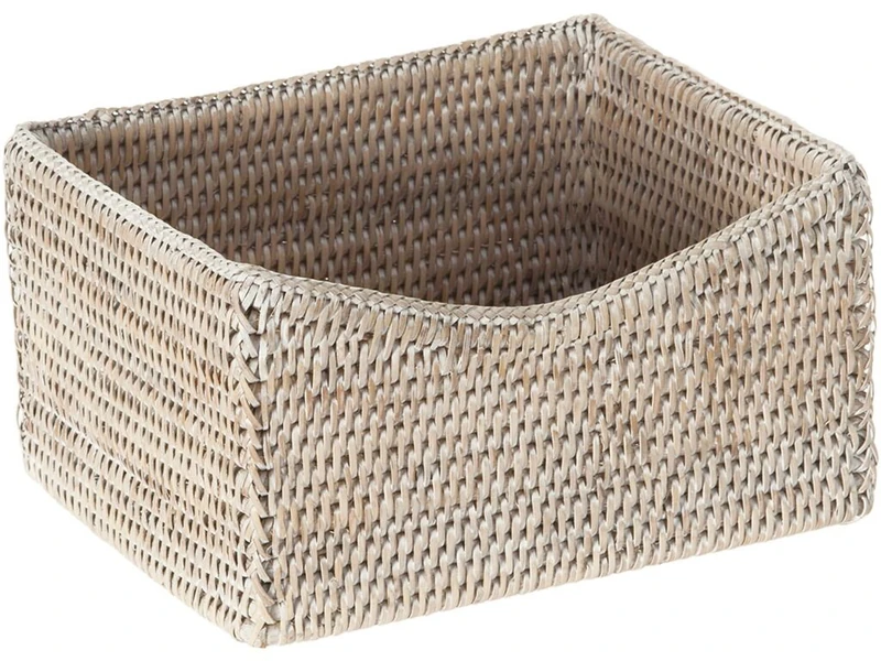 KOUBOO La Jolla Rattan Organizing & Shelf Basket, White Wash, Rattan & Wicker,24.76501 x 20.32 x 13.97 cm