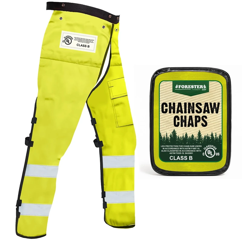 Forester Chainsaw Safety Chaps with Pocket, Apron Style (Regular 37", Safety Green)