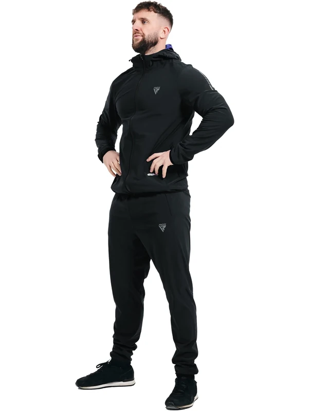 RDX Sauna Suit, REACH Compliant OEKO TEX 100 Certified, Full Body Sweat Heat Suit with Hood, Blue Back Long Sleeve, Boxing MMA Slimming Gym Running Workout Jacket, Top Trouser Men Women