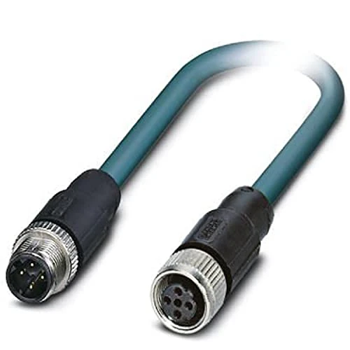 PHOENIX CONTACT NBC-M12MSD/0.5-93E/M12FSD US network cable, 4-pin, 0.5 m cable length, 50.500 g, water blue