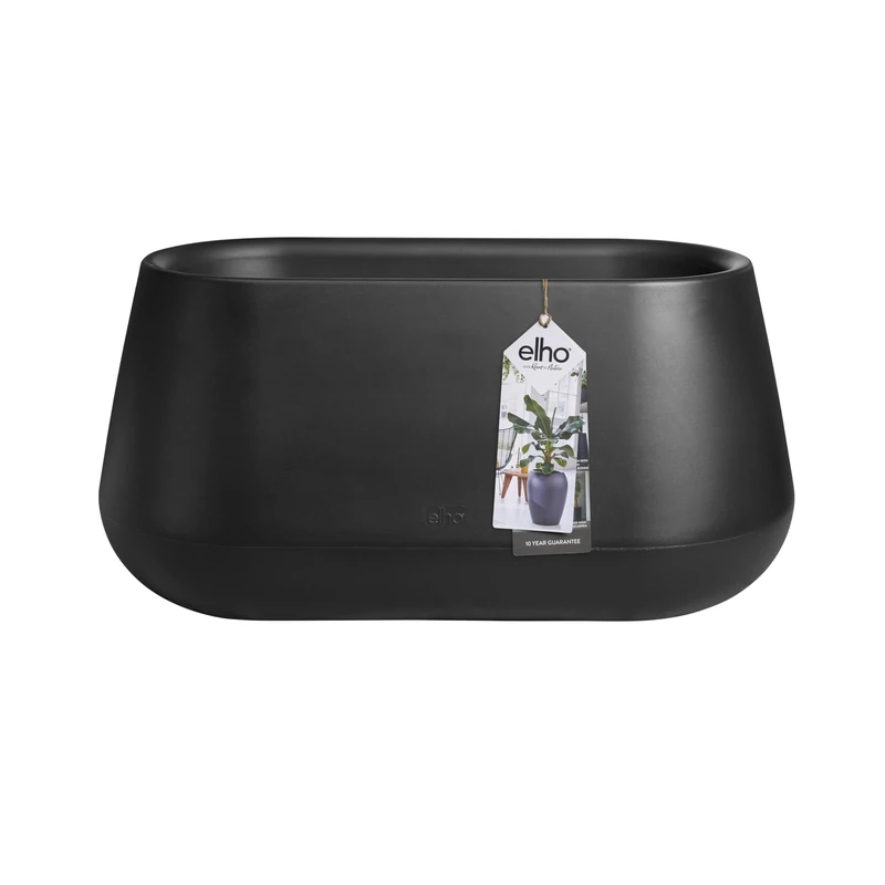 elho Pure Cone Long Wheels 75 - Large Planter for Indoor and Outdoor - Recycled Plastic - L74.0 x H35.8 cm - Black/Black