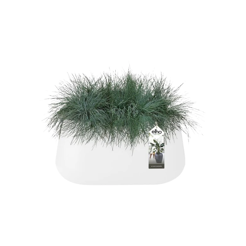 elho Pure Cone Long Wheels 75 - Large Planter for Indoor and Outdoor - Recycled Plastic - L74.0 x H35.8 cm - White/White