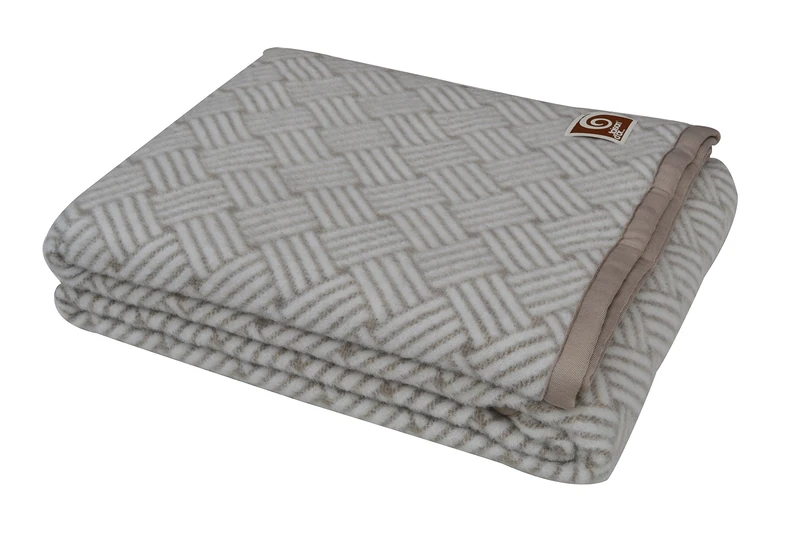 Toison d'Or Ananké Lambswool/Jacquard Blanket 210 x 240 cm Taupe - Image 1