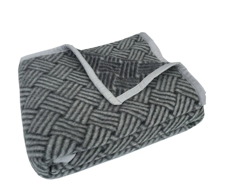 Toison d'Or Ananké Lambswool/Jacquard Steel Blanket 210 x 260 cm - Image 1