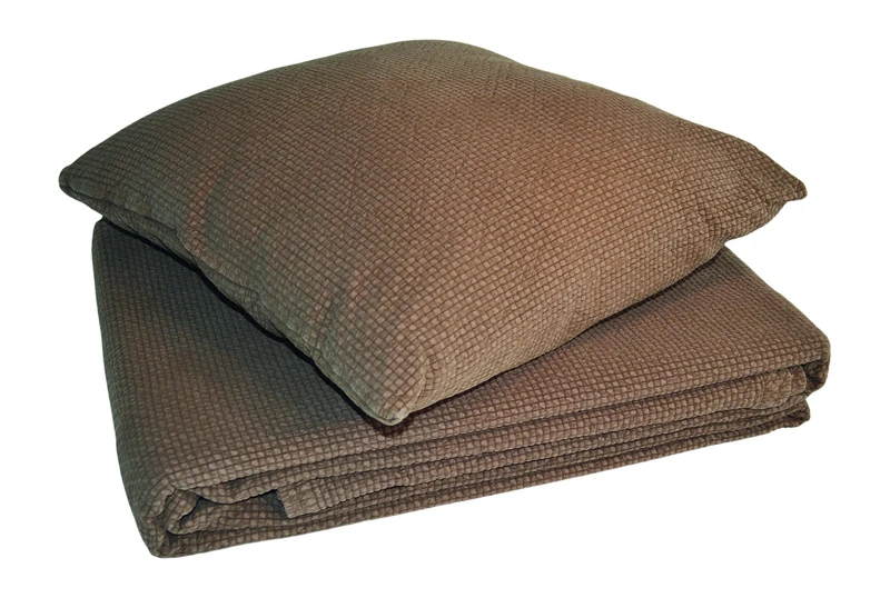 Toison d'Or Arès Stonewashed Plaid Cotton Quilt, 250 x 250 cm, Mocha - Image 1