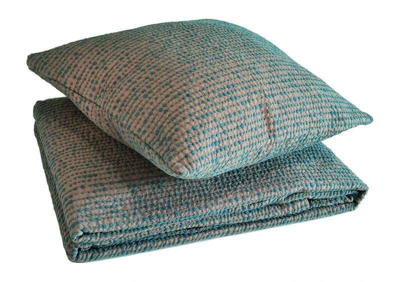 Toison d'Or Alnoé Duck Egg Chenille 2-Tone Bedspread 180 x 150 cm