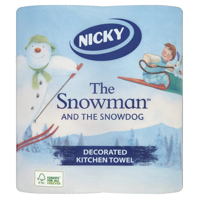 Nicky The Snowman and The Snowdog Decorated Kitchen Towels, Pack of 2 - Image 1