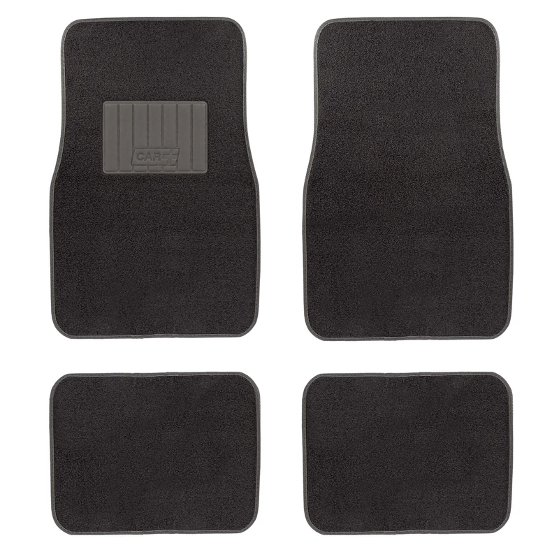CAR+ PLUSH02 Universal Fit Floor Mat 4-Pieces Set, Black