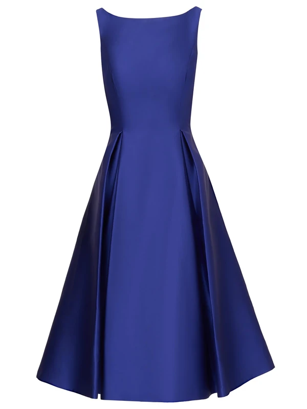 Adrianna Papell Women's Sleeveless Tea Length Skater Plain Dress, Blue (Neptune), 14 - Image 1