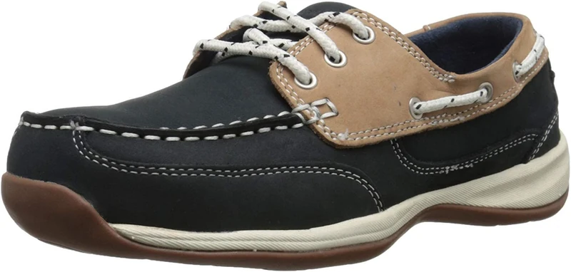 Rockport Work Women's Sailing Club RK670 Work Shoe, Blue/Tan, 6.5 M US