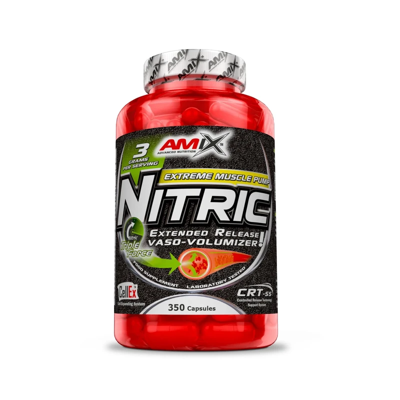 Amix - Nitric - Dietary Supplement - Contains Nitric Oxide - Improves Strength - Promotes Muscle Pump - Sports Nutrition - Contains 350 Capsules