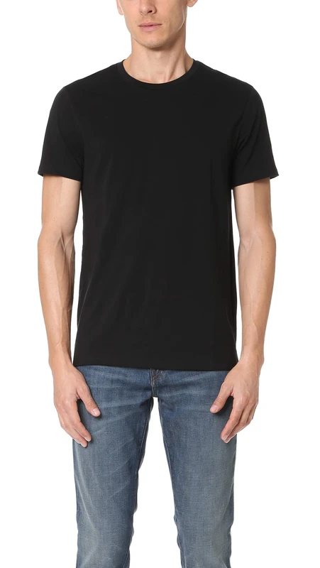 Vince Men's Favorite Pima Cotton Short Sleeve Crew Neck Tee, Black, Medium