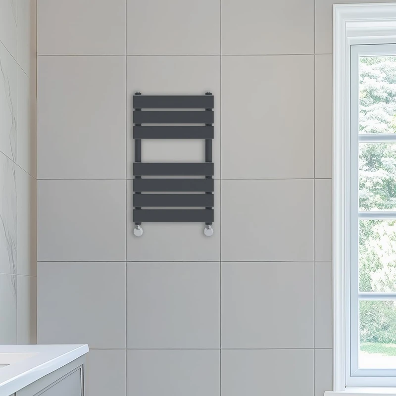 NRG 650x400 Flat Panel Heated Towel Rail Bathroom Rad Radiator Anthracite